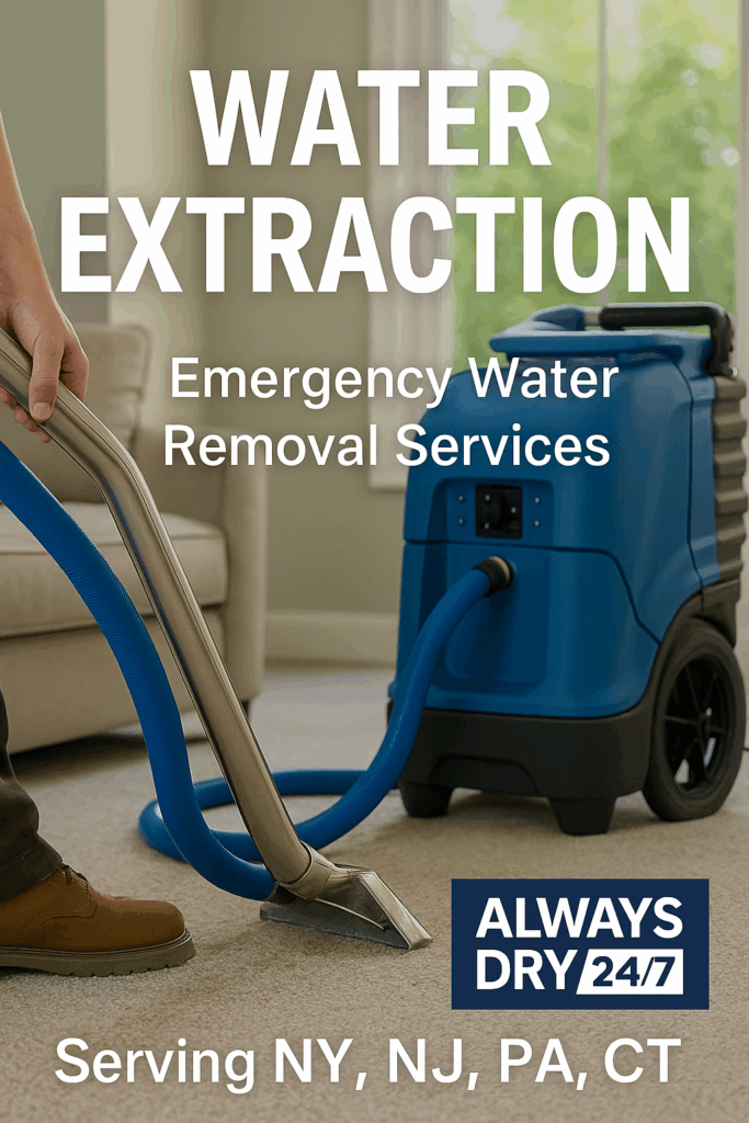 Professional water extraction and removal service equipment