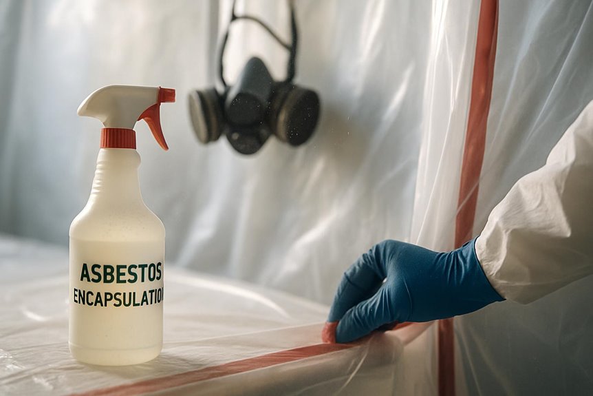 Asbestos encapsulation spray used in safety procedure