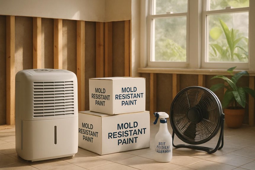 Dehumidifier, fan, and mold resistant paint boxes
